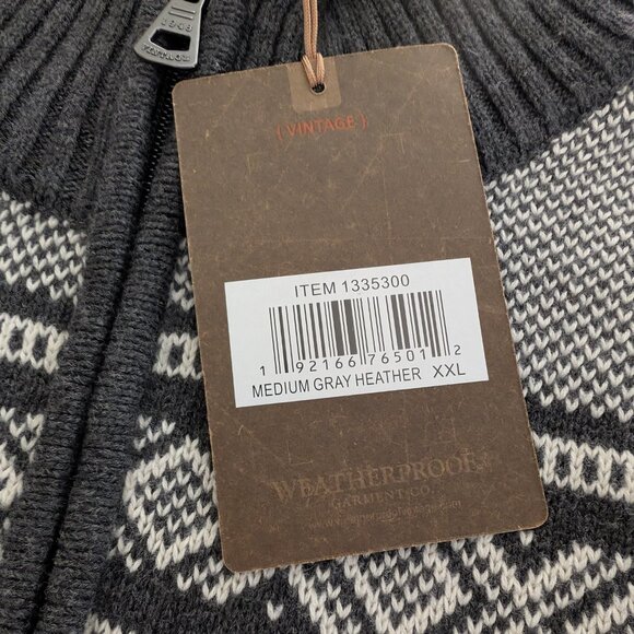 ORIGINAL WEATHERPROOF VINTAGE Sweater Men's 2XL Gray Fair Isle 1/4 Zip Mock Neck - Picture 8 of 12